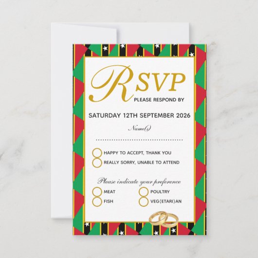 ST KITTS NEVIS Wedding RSVP Response Card Karte (Vorderseite)