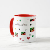 St Kitts Roots Pattern Tasse | Karibische Flagge (Vorderseite Links)