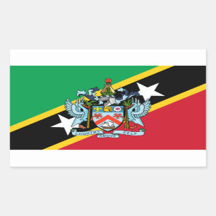 St. Kitts und Nevis Flag & Coat of Arms Rechteckiger Aufkleber