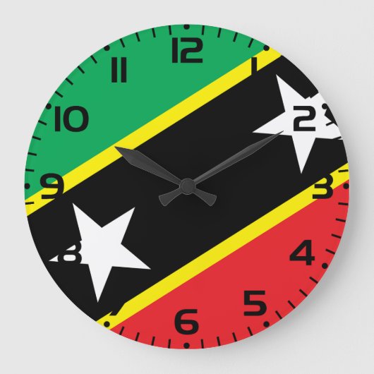 St. Kitts und Nevis Flag Große Wanduhr (Vorderseite)