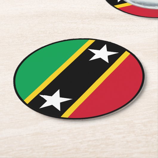 St. Kitts und Nevis Flag Unabhängigkeit Karibik Runder Pappuntersetzer (Angewinkelt)