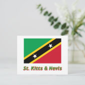 St. Kitts und Nevis-Flagge mit Namen Postkarte (Stehend Vorderseite)