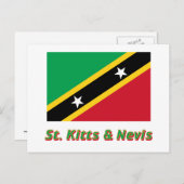 St. Kitts und Nevis-Flagge mit Namen Postkarte (Vorne/Hinten)