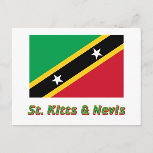 St. Kitts und Nevis-Flagge mit Namen Postkarte (Vorderseite)