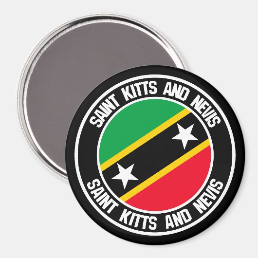 St. Kitts und Nevis Round Emblem Magnet (Vorderseite/Rückseite)