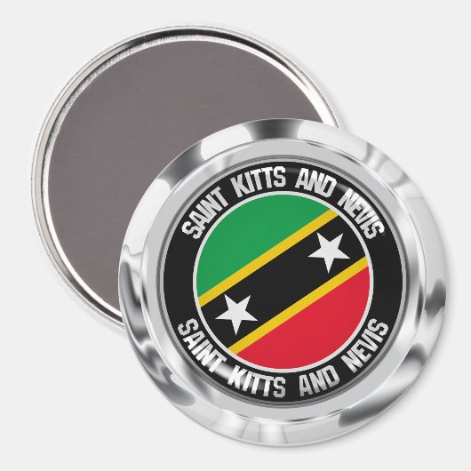 St. Kitts und Nevis Round Emblem Magnet (Vorderseite/Rückseite)