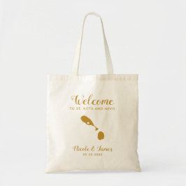 St. Kitts und Nevis Wedding Welcome Bag, Gold Tragetasche