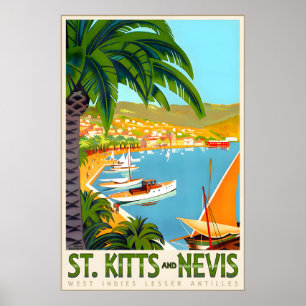 St. Kitts und Nevis Westindien Karibik Reise Poster