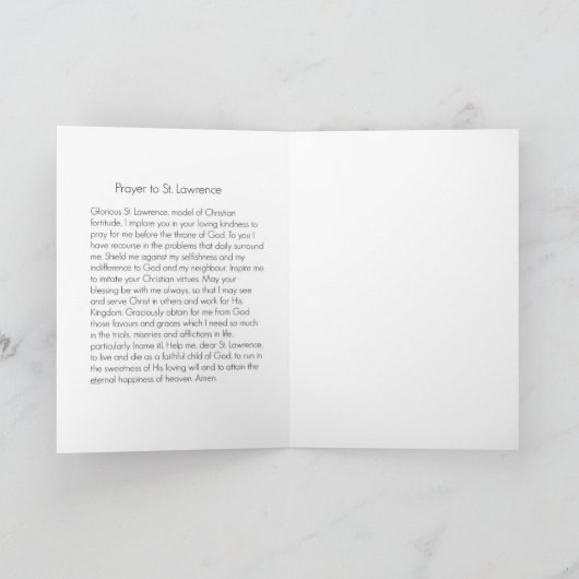 St. Lawrence Boss Saint of Cooks Karte (Innenseite)