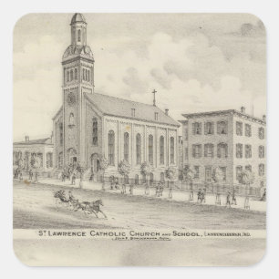 St. Lawrence Katholische Kirche und Schule Quadratischer Aufkleber