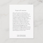 St. Lawrence von Rom, Schutzpatron der Köche Visitenkarte (Rückseite)