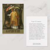 St. Lawrence von Rom, Schutzpatron der Köche Visitenkarte (Vorne/Hinten)