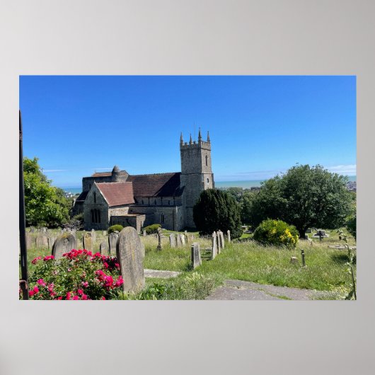 St. Leonards Kirche Hythe aus der Vogelperspektive Poster (Vorne)