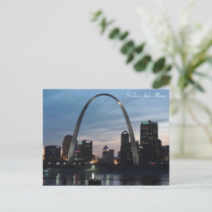 St Lois Arch, Illinois Nachtzeit Feiertagspostkarte
