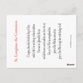 St. Longinus die Centurion-Gebetskarte Postkarte (Rückseite)