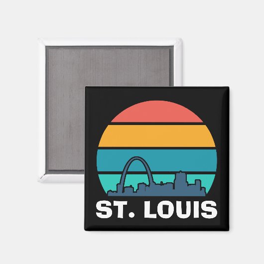 St. Louis Arch Retro Sunset Cityscape Magnet (Vorderseite/Rückseite)