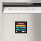 St. Louis Arch Retro Sunset Cityscape Magnet (In Situ (Geschirrspüler))
