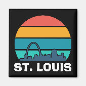 St. Louis Arch Retro Sunset Cityscape Magnet (Vorne)