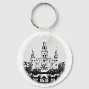 St. Louis Cathedral Jackson Square Sketch Schlüsselanhänger