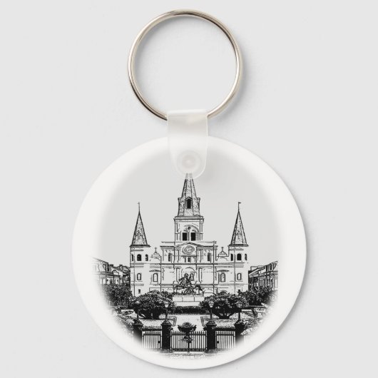 St. Louis Cathedral Jackson Square Sketch Schlüsselanhänger (Vorderseite)