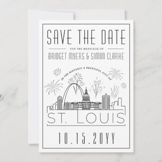 St. Louis City Save the Date | mit Fireworks Einladung (Vorderseite)
