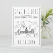 St. Louis City Save the Date | mit Fireworks Einladung (Stehend Vorderseite)