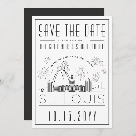 St. Louis City Save the Date | mit Fireworks Einladung (Vorne/Hinten)