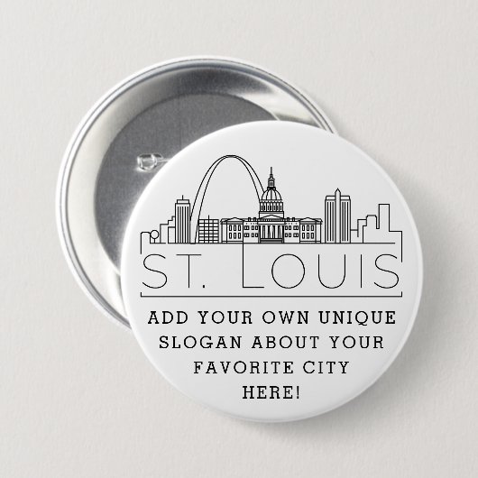 St. Louis City Skyline | Benutzerdefinierter Sloga Button (Vorne & Hinten)