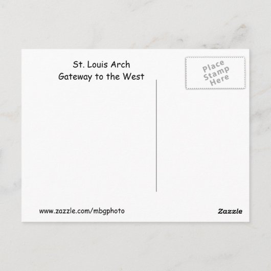 St. Louis-Gateway im Westen Postkarte (Rückseite)