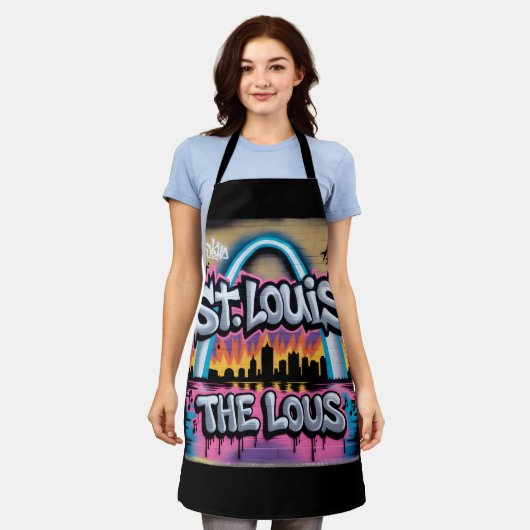 St. Louis Graffiti Skyline Mural Lou Street Ar Schürze (Getragen)