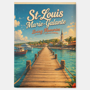 St‑Louis Marie‑Galante Ponton Vintage Travel Post Magnet