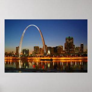St. Louis Missouri auf dem Mississippi bei Nacht Poster