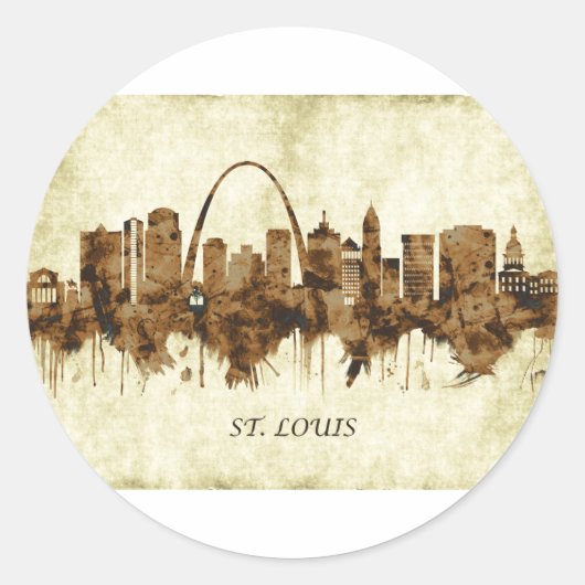 St. Louis Missouri Cityscape Runder Aufkleber (Vorderseite)