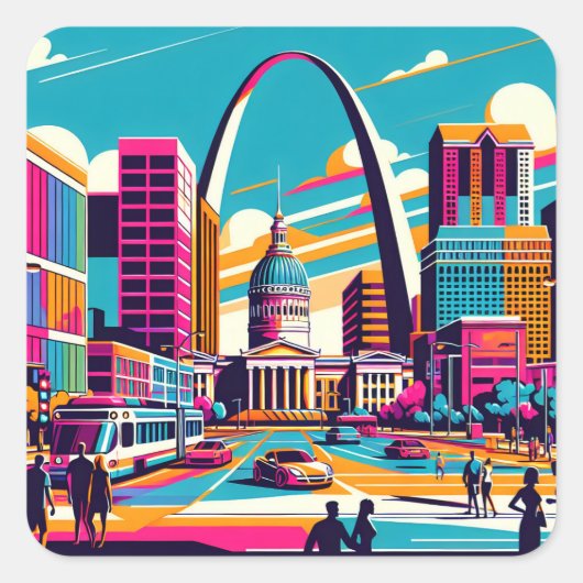 St. Louis, Missouri | Der Gateway-Pfeil Quadratischer Aufkleber (Vorderseite)