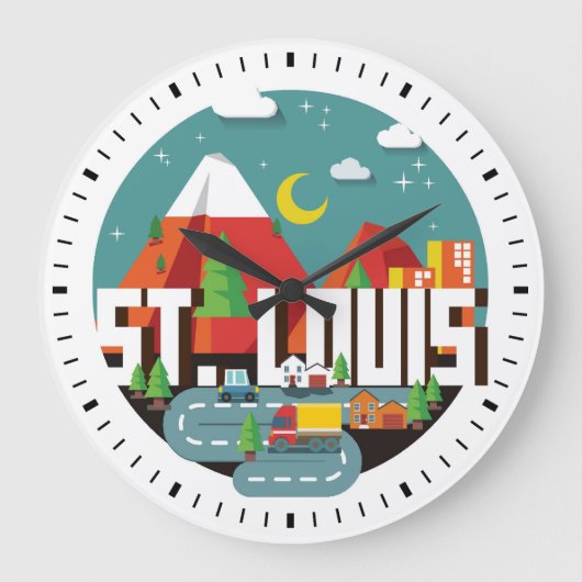 St. Louis, Missouri Geometric Design Große Wanduhr (Vorderseite)