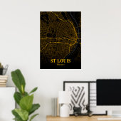 St Louis - Missouri Gold City Map Poster (Heimbüro)