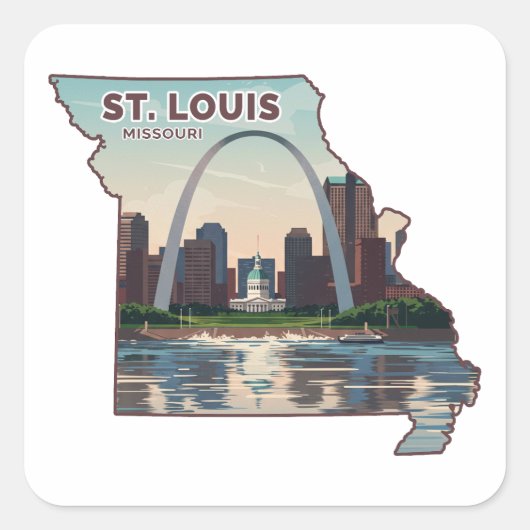 St. Louis Missouri Karte Quadratischer Aufkleber (Vorderseite)