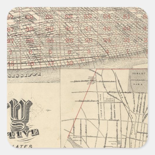 St. Louis, Missouri Quadratischer Aufkleber (Vorderseite)