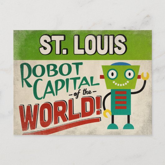 St. Louis Missouri Robot - Funny Vintag Postkarte (Vorderseite)