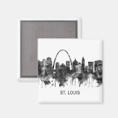 St. Louis Missouri Skyline BW Magnet (Vorderseite/Rückseite)