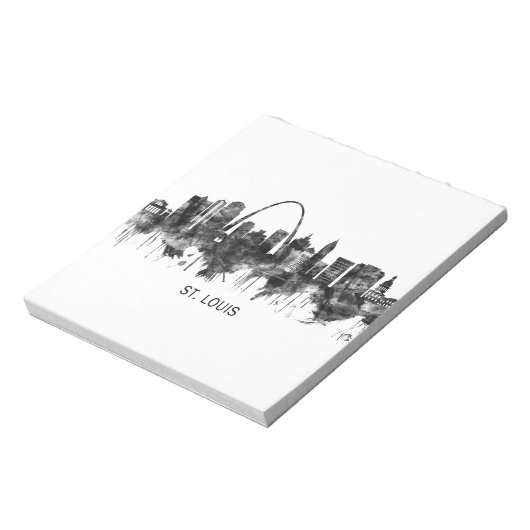 St. Louis Missouri Skyline BW Notizblock (Rotiert)