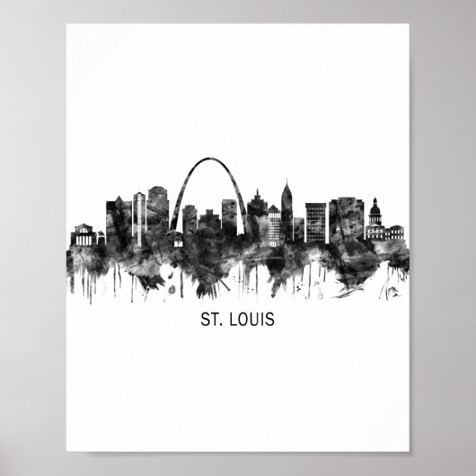 St. Louis Missouri Skyline BW Poster (Vorne)