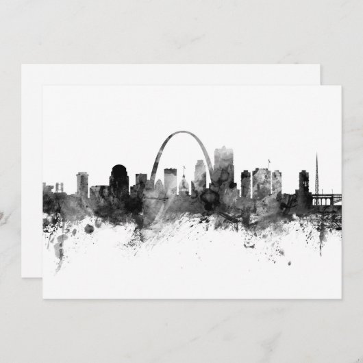 St Louis Missouri Skyline Schwarz-weiß Einladung (Vorne/Hinten)