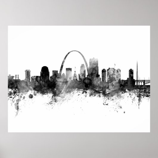 St Louis Missouri Skyline Schwarz-weiß Poster (Vorne)
