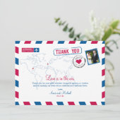 St. Louis Missouri & UK Airmail Wedding Vielen Dan Einladung (Stehend Vorderseite)