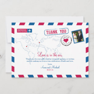 St. Louis Missouri & UK Luftpost Hochzeits-Dankesc Einladung