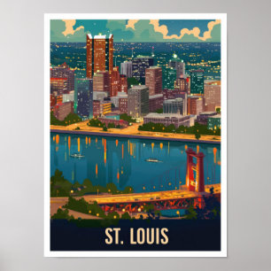 St Louis Missouri USA Vintage-Reiseillustration Poster