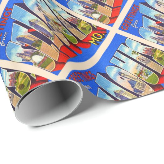 St. Louis Missouri Vintager Großbuchstabe Postkart Geschenkpapier (Rolleneckpunkt)