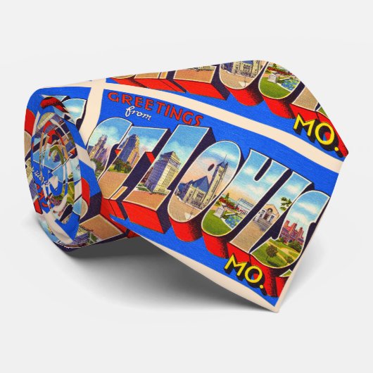 St. Louis Missouri Vintager Großbuchstabe Postkart Krawatte (Gerollt)