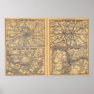 St. Louis, New Orleans, Dallas Fort Worth, Portlan Poster